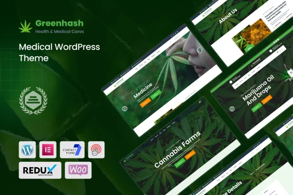 Greenhash medical cannabis WordPress theme preview