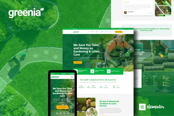 Greenia landscape and gardening Elementor template kit cover image