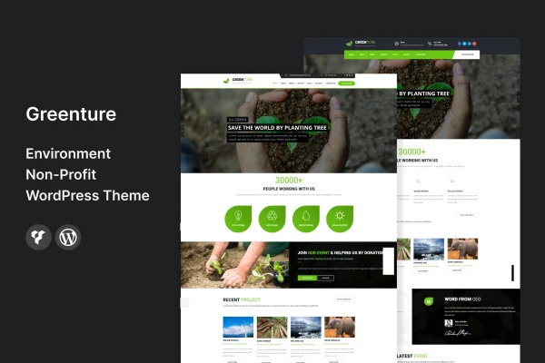 Greenture environment non-profit WordPress theme preview