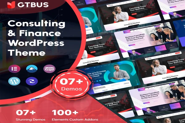 GTBUS consulting and finance WordPress theme preview