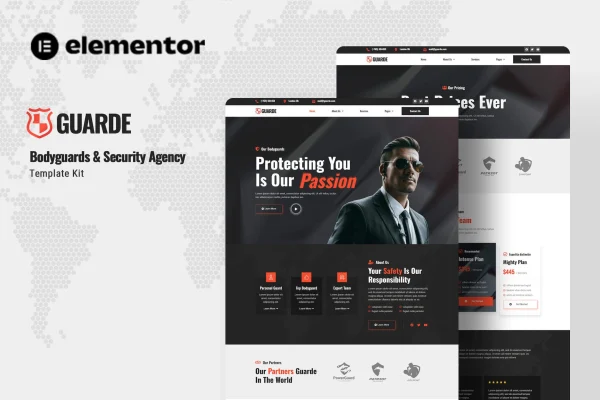 Guarde bodyguard and security agency Elementor template kit preview