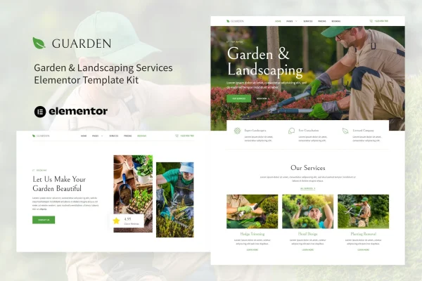 Guarden garden and landscaping Elementor template kit preview