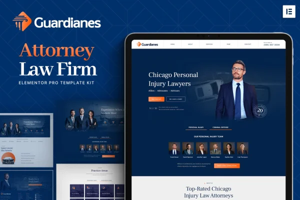 Guardianes attorney law firm Elementor Pro template kit preview