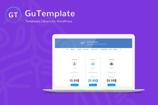 GuTemplate Gutenberg templates library plugin banner