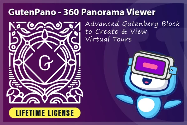 GutenPano 360 panorama viewer plugin banner for the Gutenberg editor