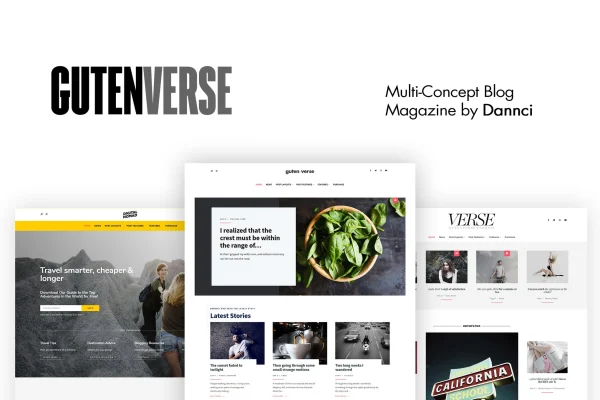 GutenVerse magazine and blog WordPress theme preview