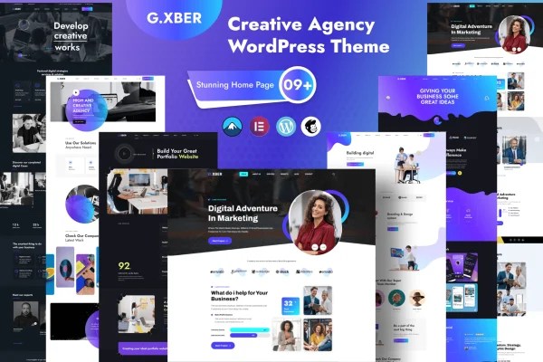 Gxber creative agency WordPress theme preview