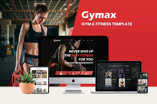 Gymax gym and fitness Elementor template kit cover image