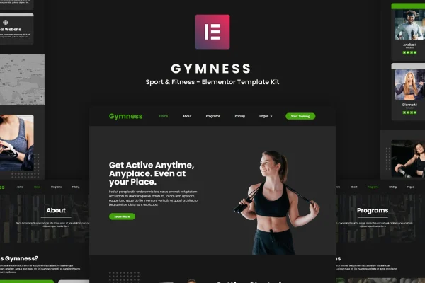 Gymness sport and fitness Elementor template kit preview