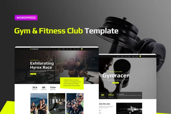 Gymracer Hyrox gym Elementor Pro template kit preview