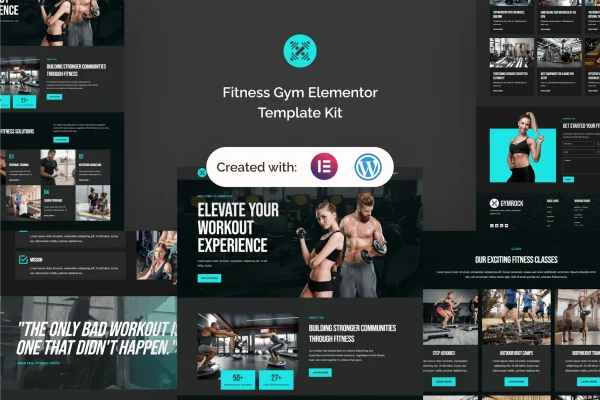 Gymrock fitness gym Elementor template kit preview