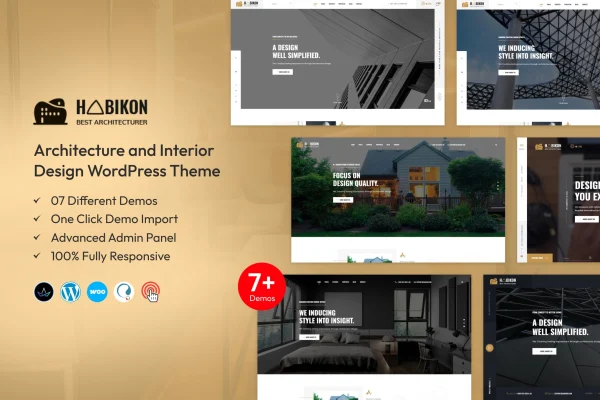 Habikon architecture and interior design WordPress theme preview