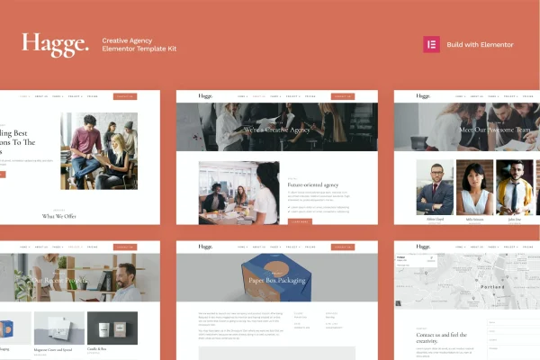 Hagge creative portfolio Elementor template kit preview