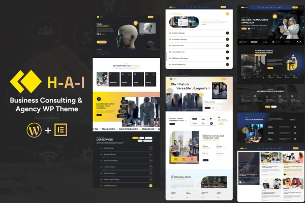 Hai Elementor agency WordPress theme preview