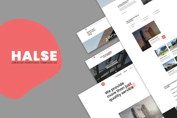 Halse architecture and interior design Elementor template kit preview