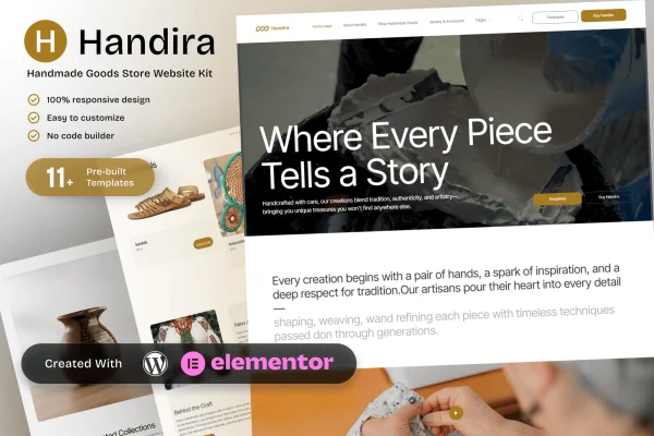 Handira handmade goods Elementor template kit preview