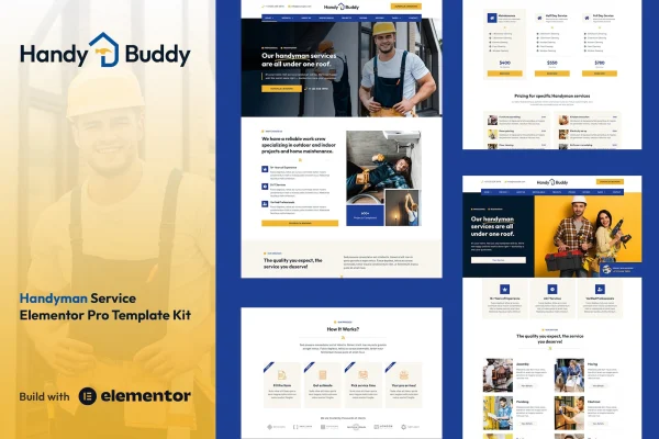 Handy Buddy handyman services Elementor template kit preview