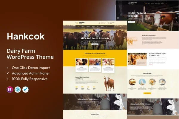 Hankcok dairy farm WordPress theme preview