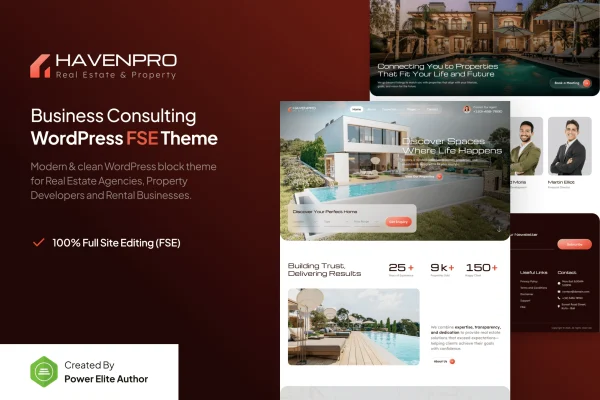 Havenpro real estate WordPress theme preview with property listings