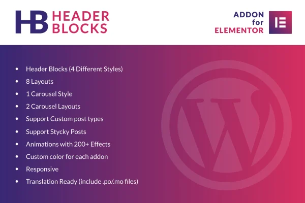 Header Blocks for Elementor plugin banner