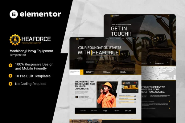 Heaforce heavy machinery Elementor template kit preview