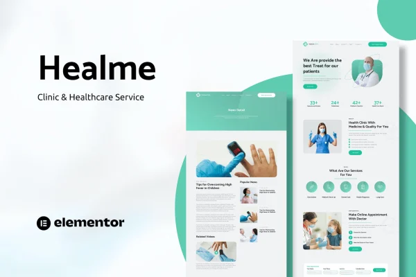 Healme clinic and healthcare Elementor template kit preview