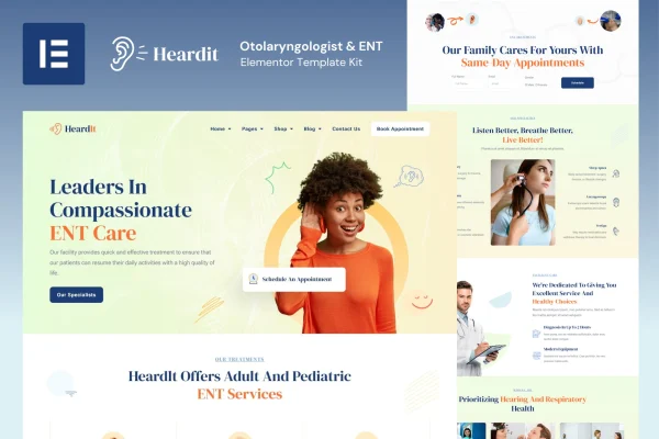 HeardIt ENT and otolaryngologist Elementor template kit preview