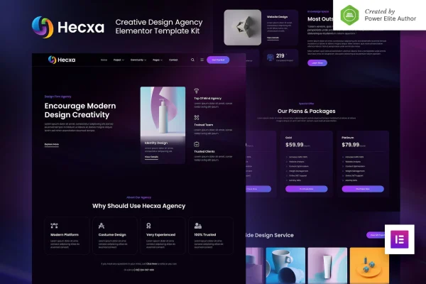 Hecxa creative design agency Elementor template kit preview
