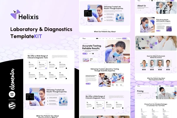 Helixis laboratory and diagnostics Elementor template kit cover image