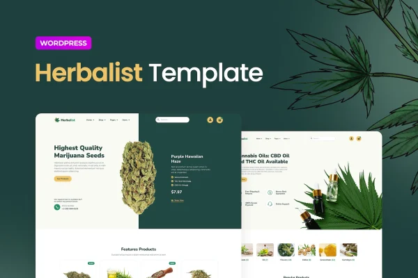 Herbalist medical marijuana store Elementor template kit preview