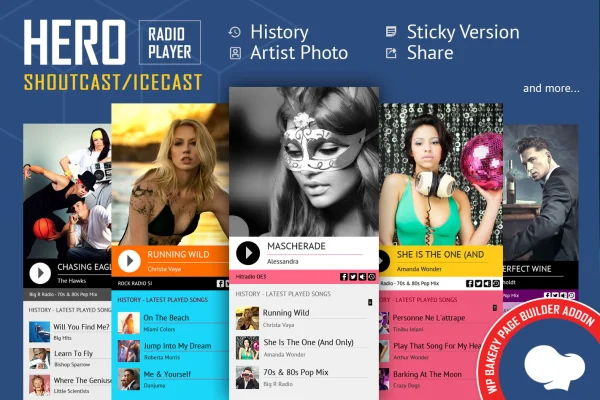Hero Shoutcast and Icecast radio player addon banner for WPBakery