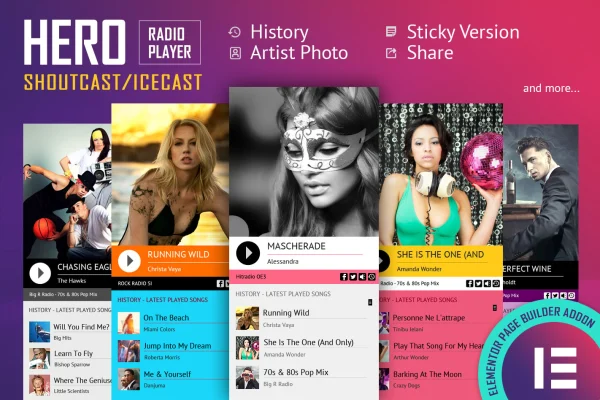 Hero Shoutcast and Icecast radio player Elementor widget banner