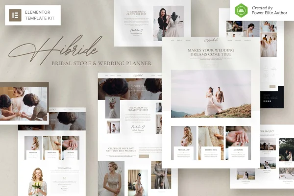 Hibride bridal photography and wedding planner Elementor template kit preview