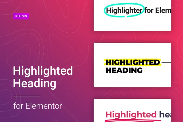 Highlighter for Elementor plugin banner showing animated highlighted headings