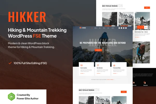 Hikker hiking and mountain trekking WordPress theme preview