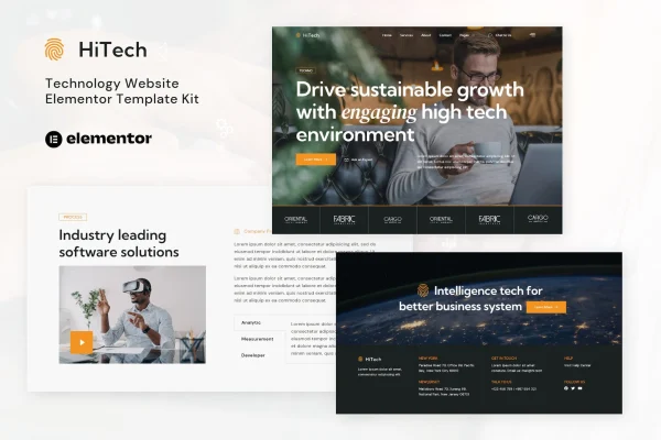 HiTech IT Solutions and Services Elementor template kit page previews