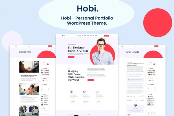 Hobi personal portfolio WordPress theme preview