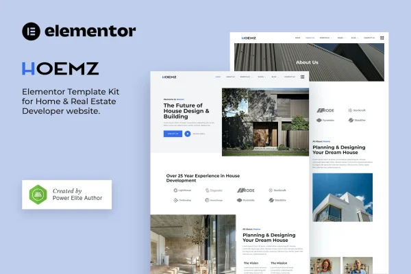 Hoemz real estate developer Elementor template kit preview