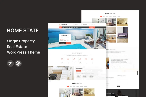 HOME STATE single property real estate WordPress theme preview