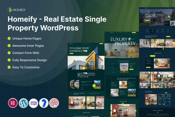 Homeify single property real estate WordPress theme preview
