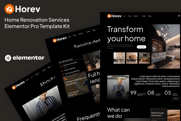 Horev home renovation Elementor template kit preview