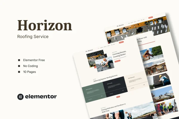 Horizon roofing service Elementor template kit preview