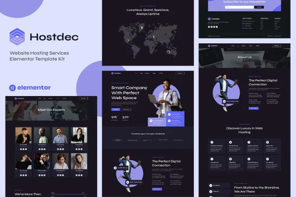 Hostdec web hosting services Elementor template kit cover image
