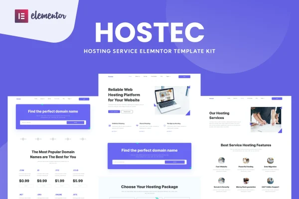 Hostec hosting service Elementor template kit cover image