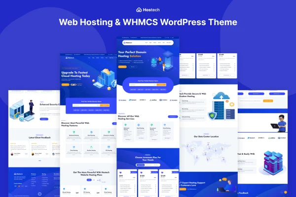 Hostech web hosting and WHMCS WordPress theme preview