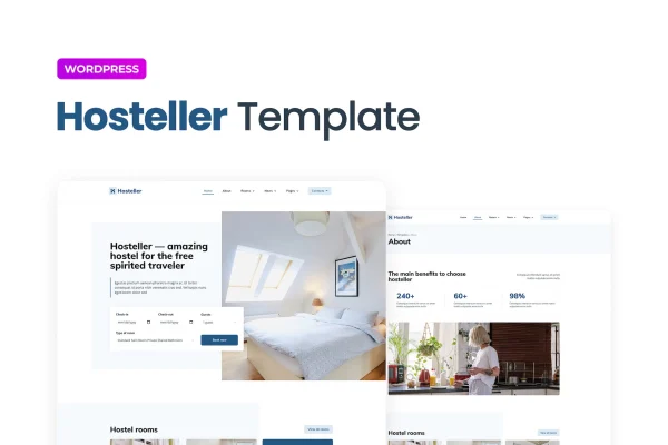 Hosteller hostel booking Elementor template kit preview