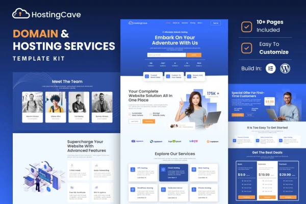 Hostingcave web hosting services Elementor template kit cover image