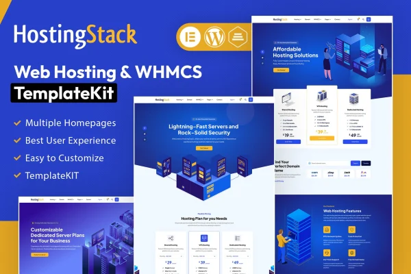 HostingStack web hosting Elementor template kit preview