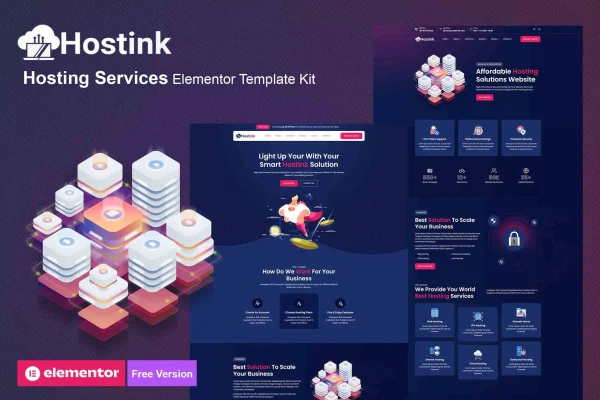 Hostink hosting services Elementor template kit preview