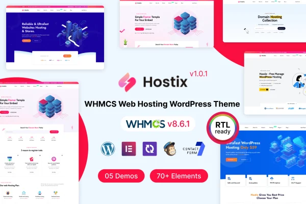 Hostix hosting WHMCS WordPress theme preview